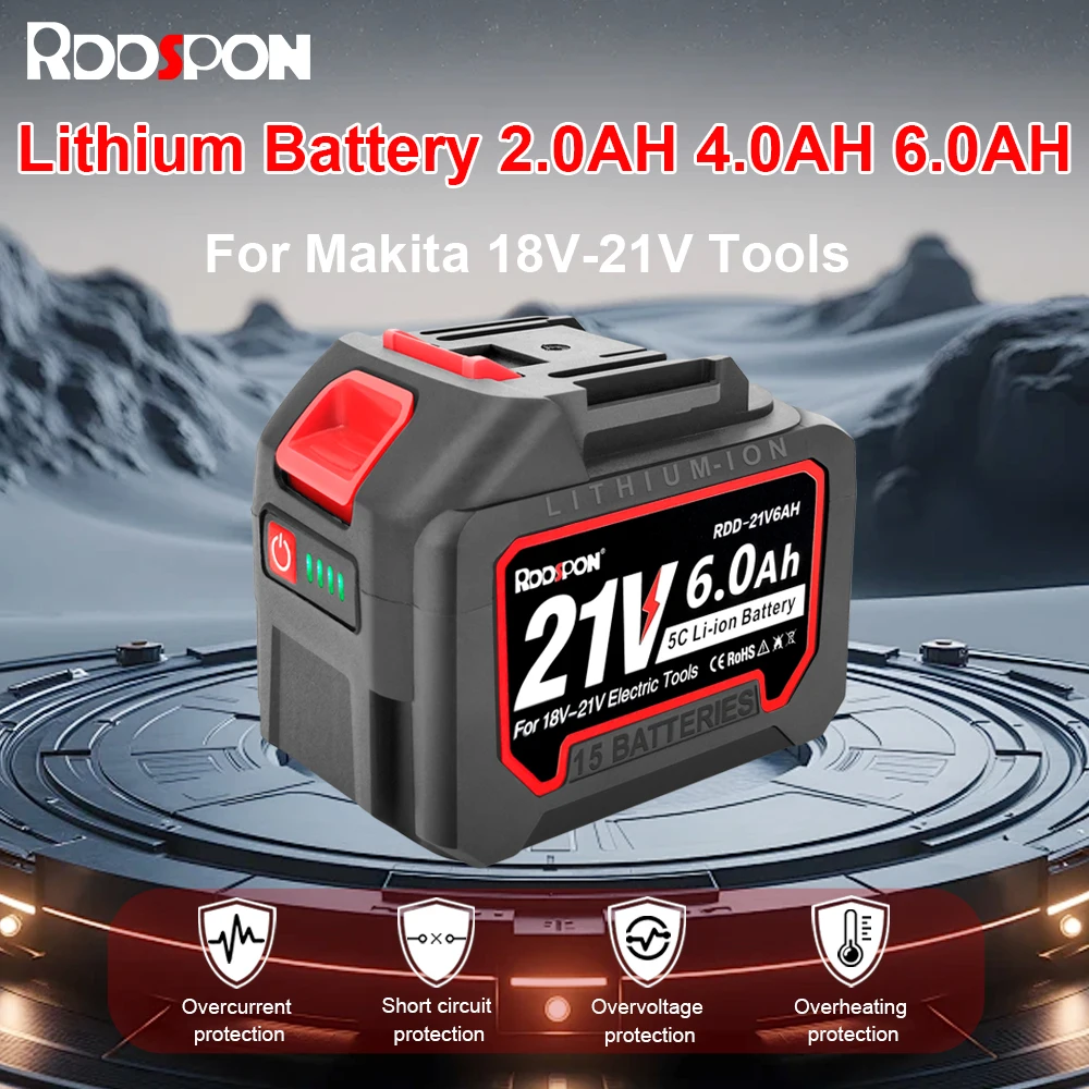 

21V for lithium battery 2/4/6.0Ah rechargeable battery with digital display for Makita angle grinder cordless brushless tools po