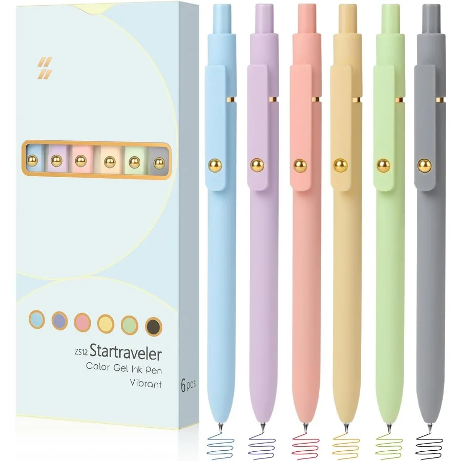 

Цветные ручки, 6 упаковок, разноцветные гелевые ручки, быстросохнущие, средняя точка 0,7 мм для заметок, эстетические офисные школьные принадлежности