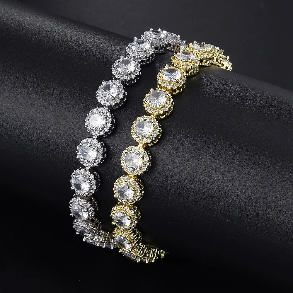 Funkelnden Glänzenden Runden Zirkon Armband Für Frauen Luxus Silber Farbe Temperament Armbänder Hochzeit Schmuck Braut Geschenke H049