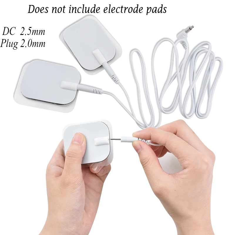 2Pcs 1.2m 2-way Electrode Connection Wires For EMS Nerve Muscle Stimulator/Tens Acupuncture Therapy Massager DC 2.5mm Plug 2.0mm