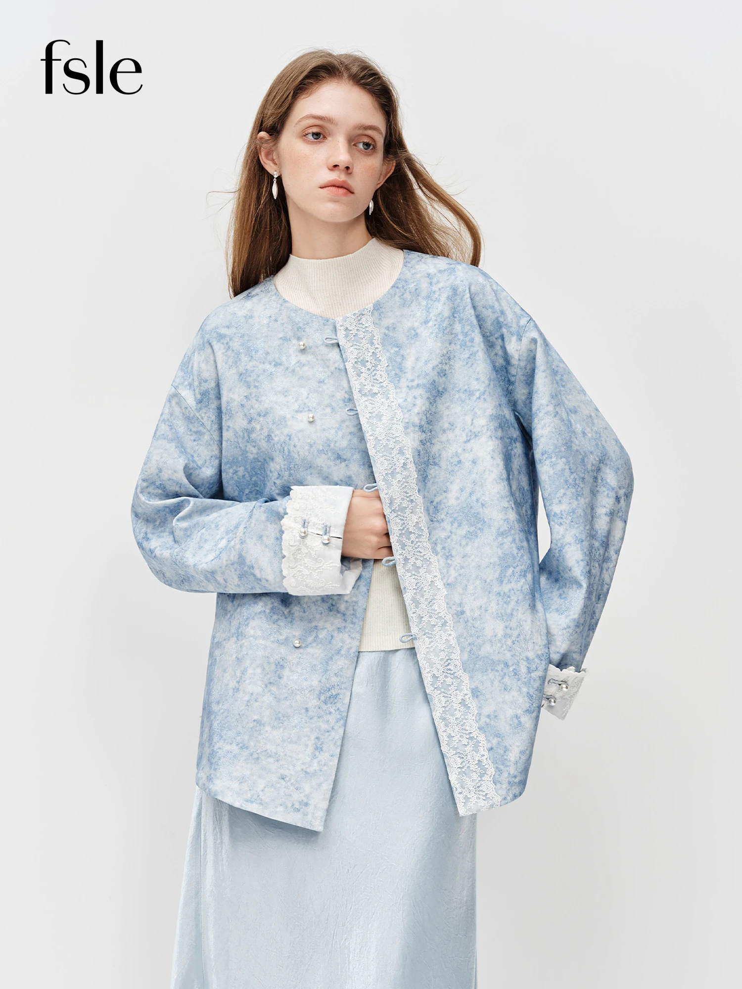 

FSLE New Chinese Style Linen-Blend Jacket 2026 Spring New Arrival New Release with Premium Feel and Everyday National Touch Coat