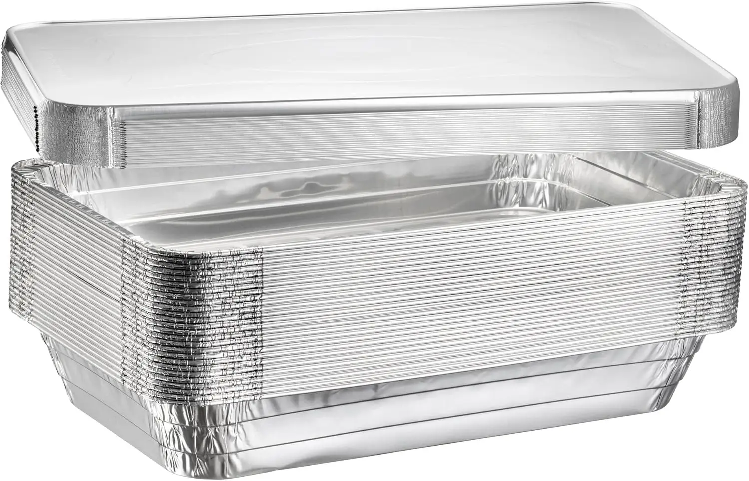 

Full Size Deep Steam Aluminum Table Pans - Disposable to go Foil Pans for Chafing, Baking, Storing and Catering Containers