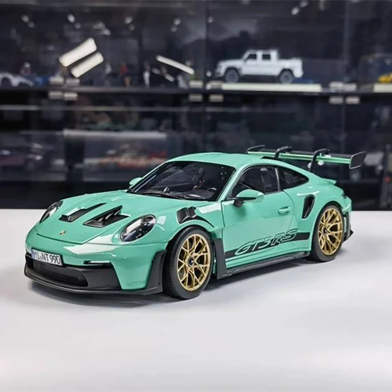 NOREV 1/18 Scale Porsche 911 GT3 RS Sports Car Model Alloy Porsche GT3 RS Green Car Model Collection Decoration Toys for Boys