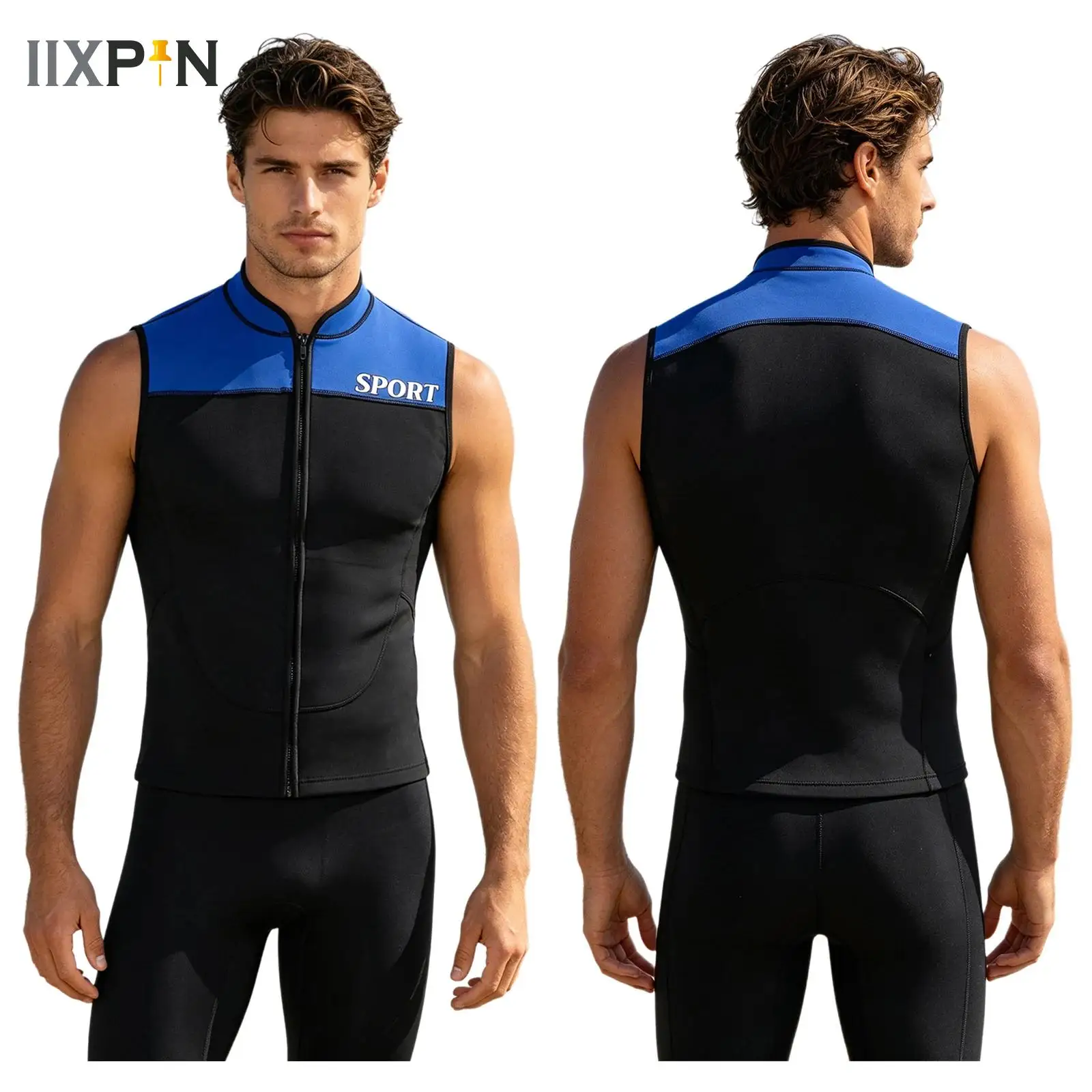 

3MM Neoprene Wetsuit Vest Jacket Sleeveless Full Zipper Sunscreen Warm Wetsuits Top Mens for Cold Water Diving Surfing