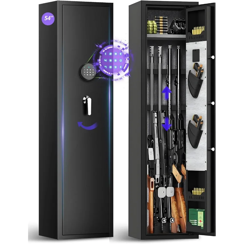 5-6 Large Rifle Gun Safe,Gun Safes for Home Rifle and Pistols with Mute&Alarm Function, Quick Access Digital Gun Cabinet with Re