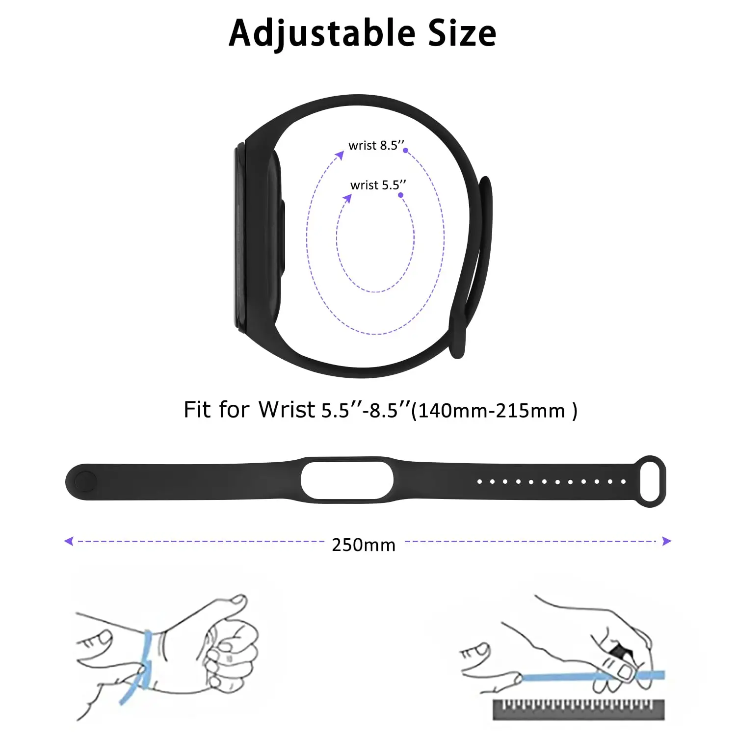 สายนาฬิกาข้อมืออัจฉริยะ Mi band 4 5 6 7, อะไหล่สายรัดข้อมือซิลิโคนสำหรับ Xiaomi Mi band 7 6 5 4 3สายนาฬิกา