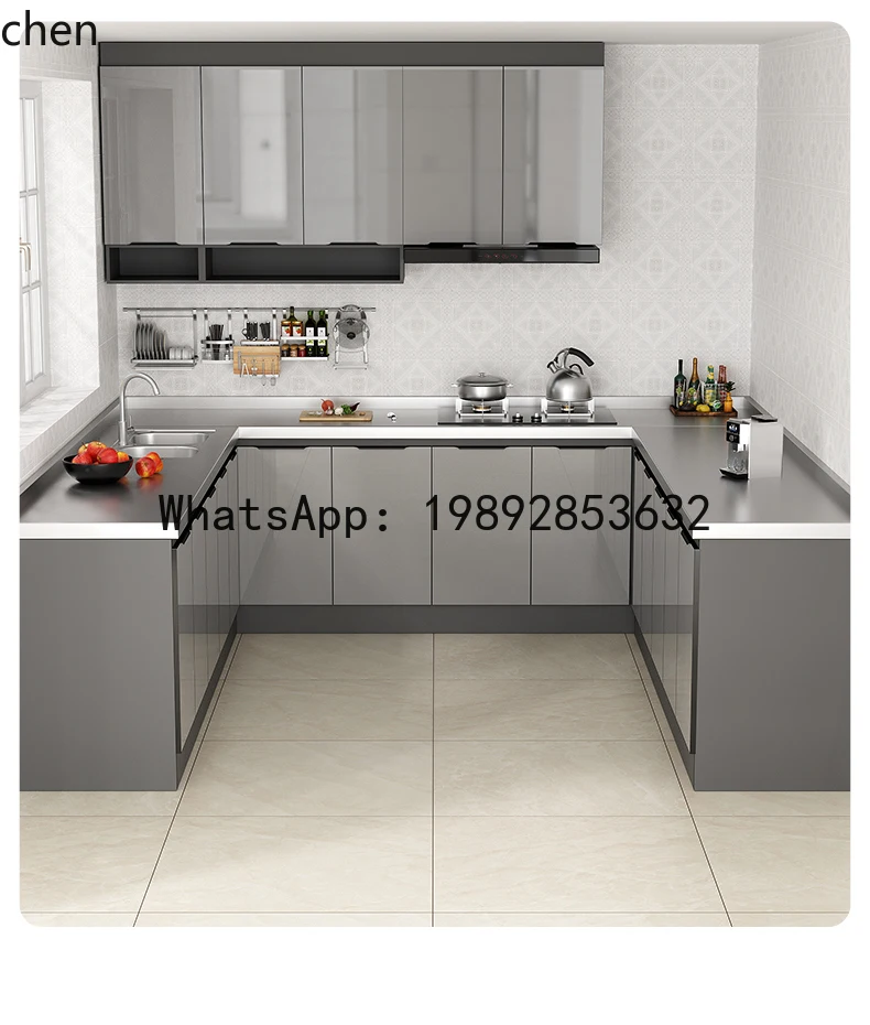AA  Stainless Steel Cabinet Simple Storage Stove Top Integrated Assembly Economical Storage Kitchen Cabinet Sink