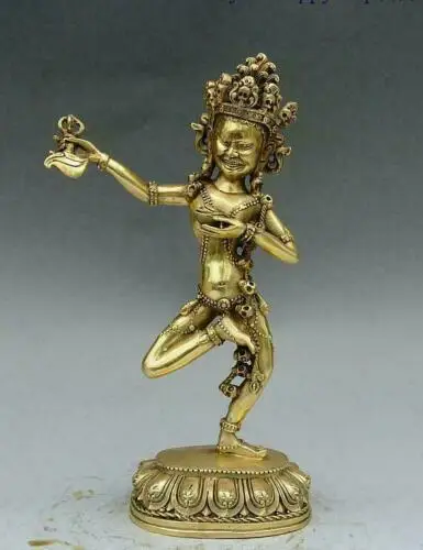 

11" China Tibetan Buddhism Brass Copper Vajravarahi Dorje Phakmo Goddess Statue