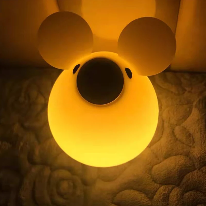 Warm Yellow White Light Night Lamp Cute Little Mouse Bedroom Bedside Led Usb Charging Night Lighting Birthday Gift Baby Girl Boy