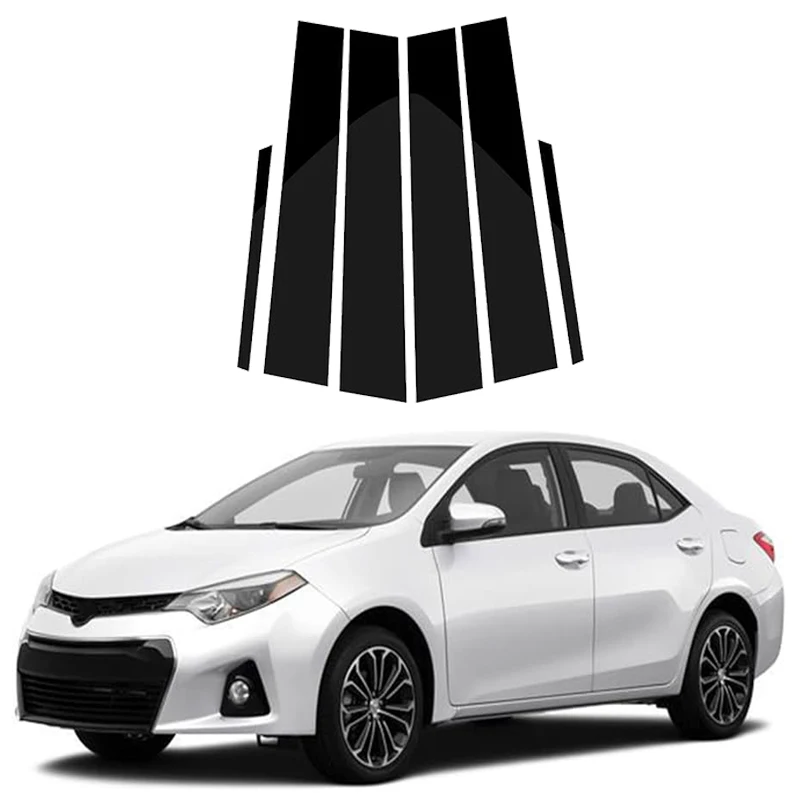 6Pcs Gloss Black Pillar Posts For Toyota Corolla 2014 2015 2016 2017 2018  Door Trim Window Side Decal Cover Accessories