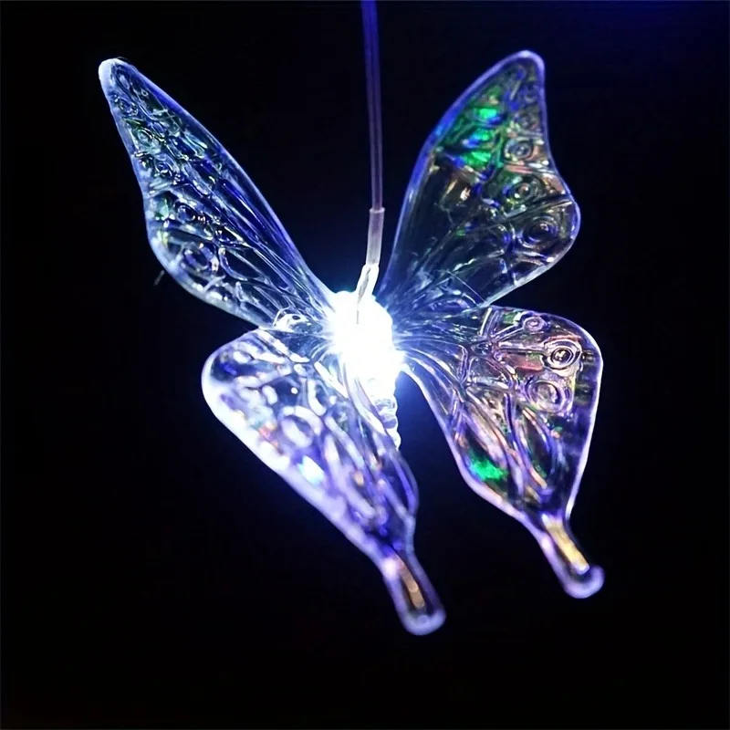 1PC Led Color Changing Butterfly Solar Wind Chimes Outdoor Waterproof Birthday Gifts For Garden Yard Outdoor Lights