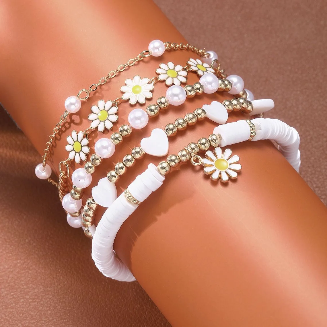 4pcs Vintage Unique Design Elegant Delicate Small Daisy Flower Butterfly Bracelet setWomen Jewelry Wedding Party Gift Wholesale