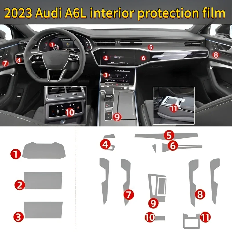 For 2023 Audi A6L screen tempered glass film; A6L interior protective film; Audi car interior accessories collection