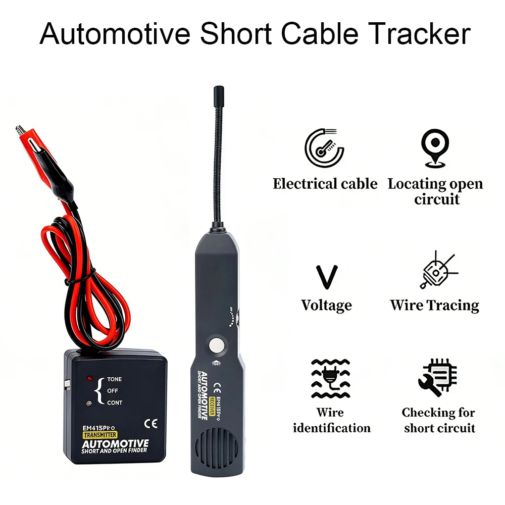 

Тестер кабелей низкого напряжения 12В для электромобилей EM415Pro, автомобильный кабельный тестер с зондой, автомобильный тестер проводов по кодам неисправностей OBD, поисковик скрытых кабелей