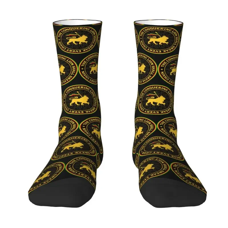 Cute Rastafari Rasta Lion Of Judah Socks Women Male Men Breathable Warm 3D Print Jamaica Flag Sports Basketball Socks