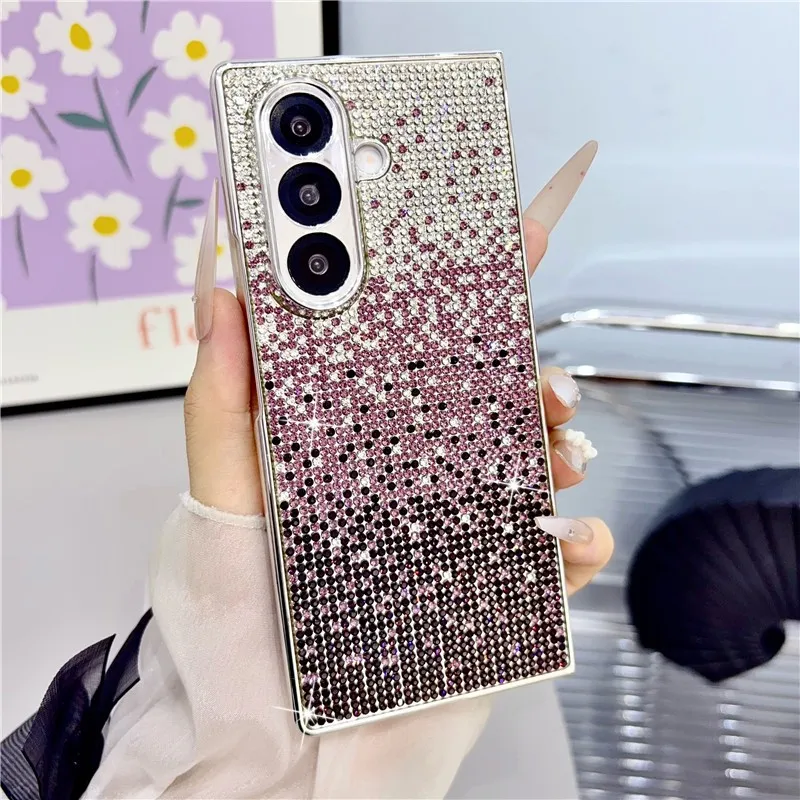 Bling Gradient Diamond Phone Case For Samsung Galaxy Z Fold 8 Z Fold7 Fold 6 5 Luxury High-end Plating Glitter Protective Cover