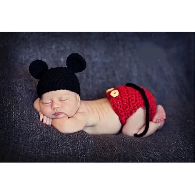 Animal Style Newborn Baby Crochet Halloween Costumes Photography Props Handmade Knit Mickey Outfit Sleepy Owl Frog Baby Gift