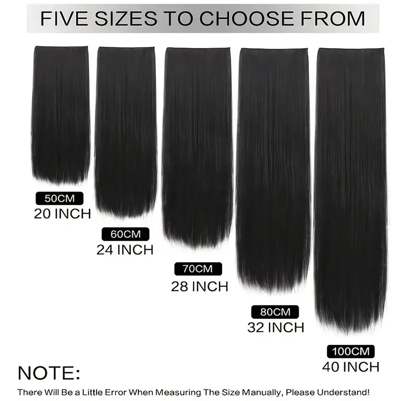 20-40 Inch Women\'s Clip-In Hair Extensions,  Long Straight Synthetic Hairpiece, 5 Clips, One Piece, 3/4 Full Head Coverage