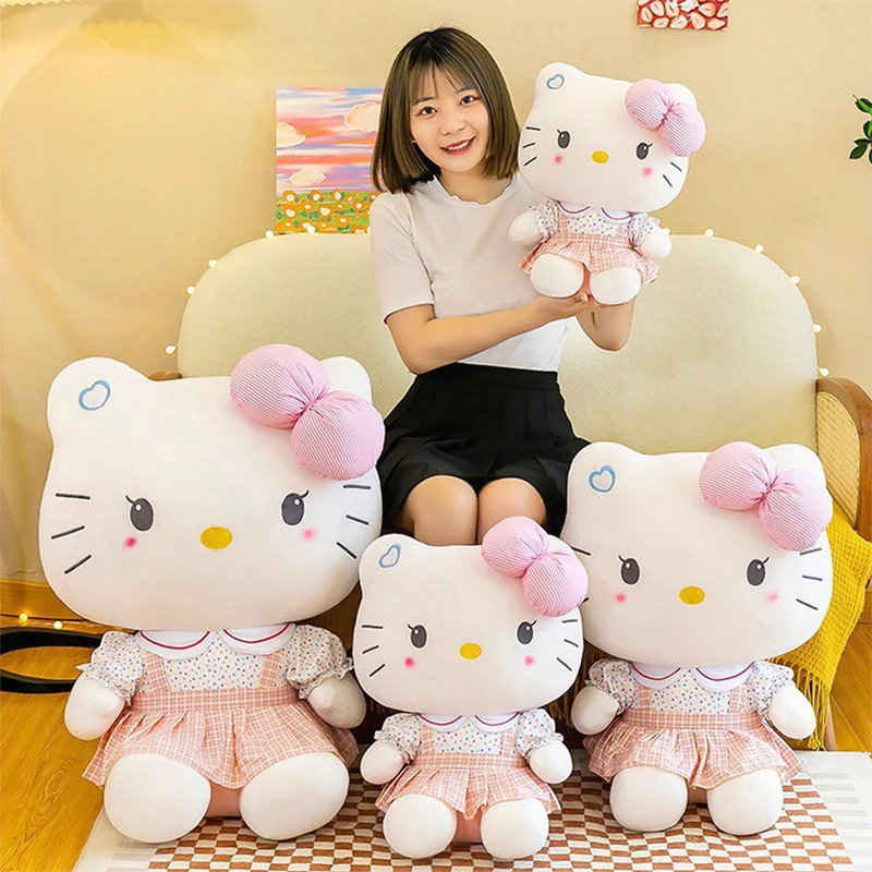 

Kawaii Hello Kitty Plush Toy Cute Sanrio Stuffed Doll Anime Bie Size Soft Pillow for Kids Birthday Christmas Gift for Girls