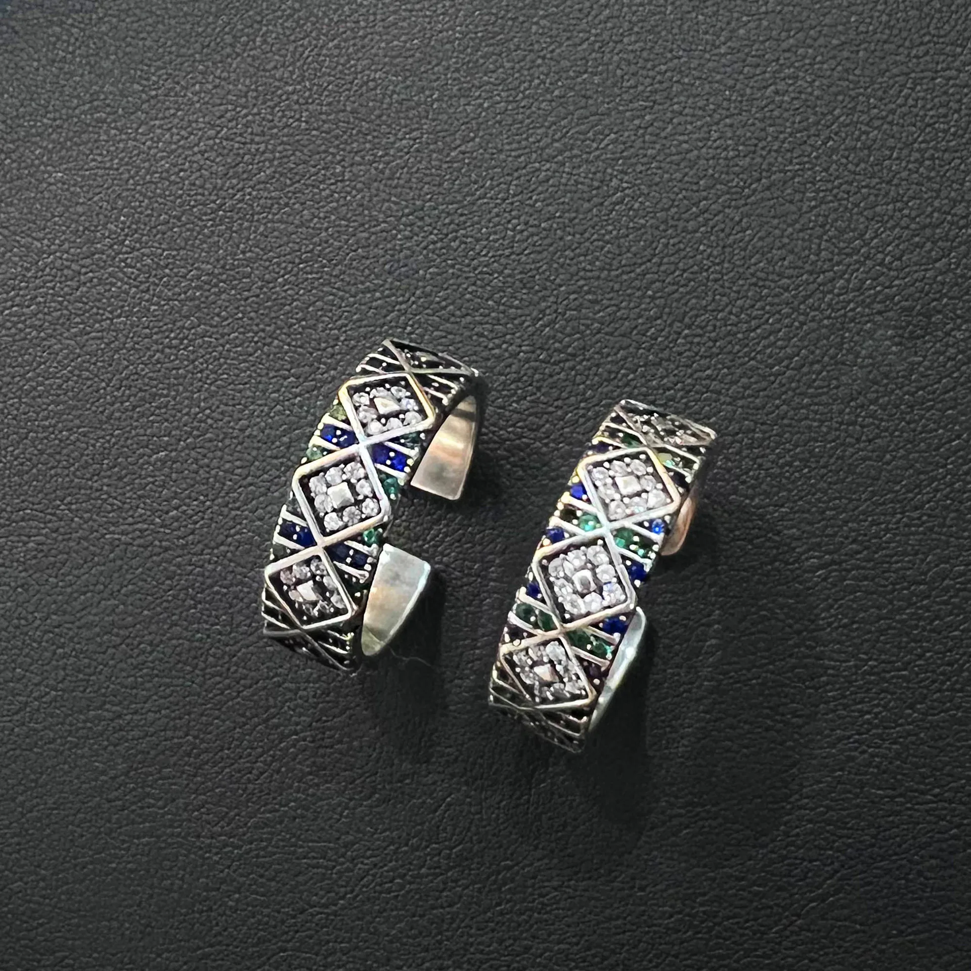 925 Silver Angel Eye Colorful Zircon Pattern Retro Open Ring With Light Luxury Design, Fashionable Personality And High Sense