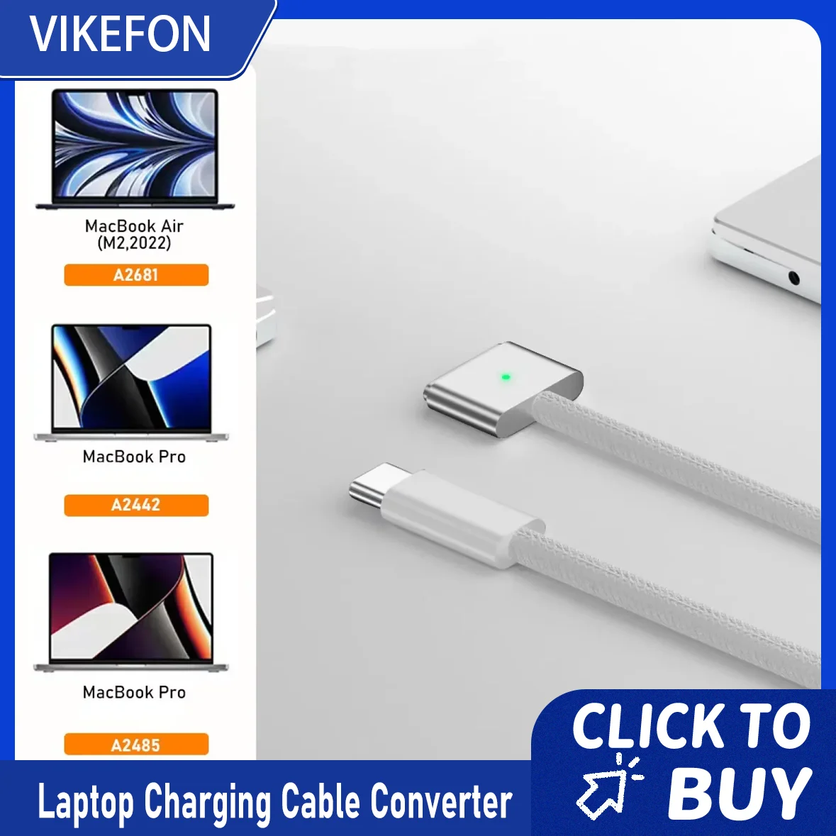 

USB Type-C для Magsafe 3, магнитный шнур для зарядного устройства, кабель для зарядки ноутбука, конвертер PD 140 Вт для MacBook Air/Pro A2442 A2485 A2681