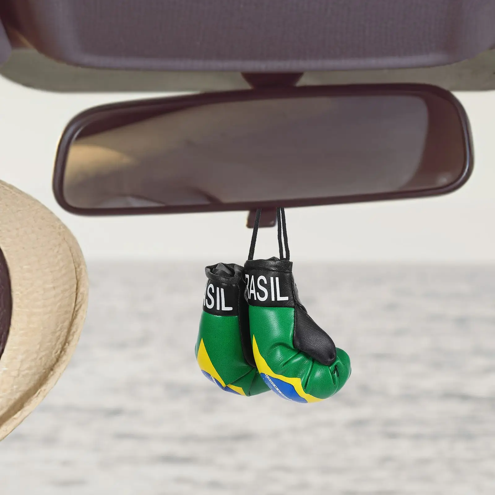 Brazilian Flag Keychain Mini Boxing Gloves Decor 1 Pair Hanging Car Decorations Punching Glove Party Favor Gifts