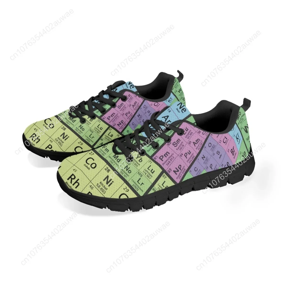 Sneakers da donna con stampa tavola periodica 3D per studenti modello chimico Mesh Flats Femme scarpe da passeggio Zapatos Mujer