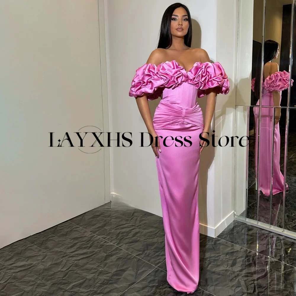 LAYXHS Foraml Uit de schouder Avondjurken Zeemeermin Ruffle Lace Up Party Prom Jassen Aangepaste robes de soirée