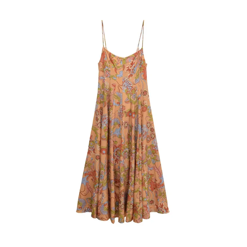 ETJ 2025 herfst nieuwe dameskleding vakantiestijl elegante mode print maxi sexy A-lijn versie van de sliprok