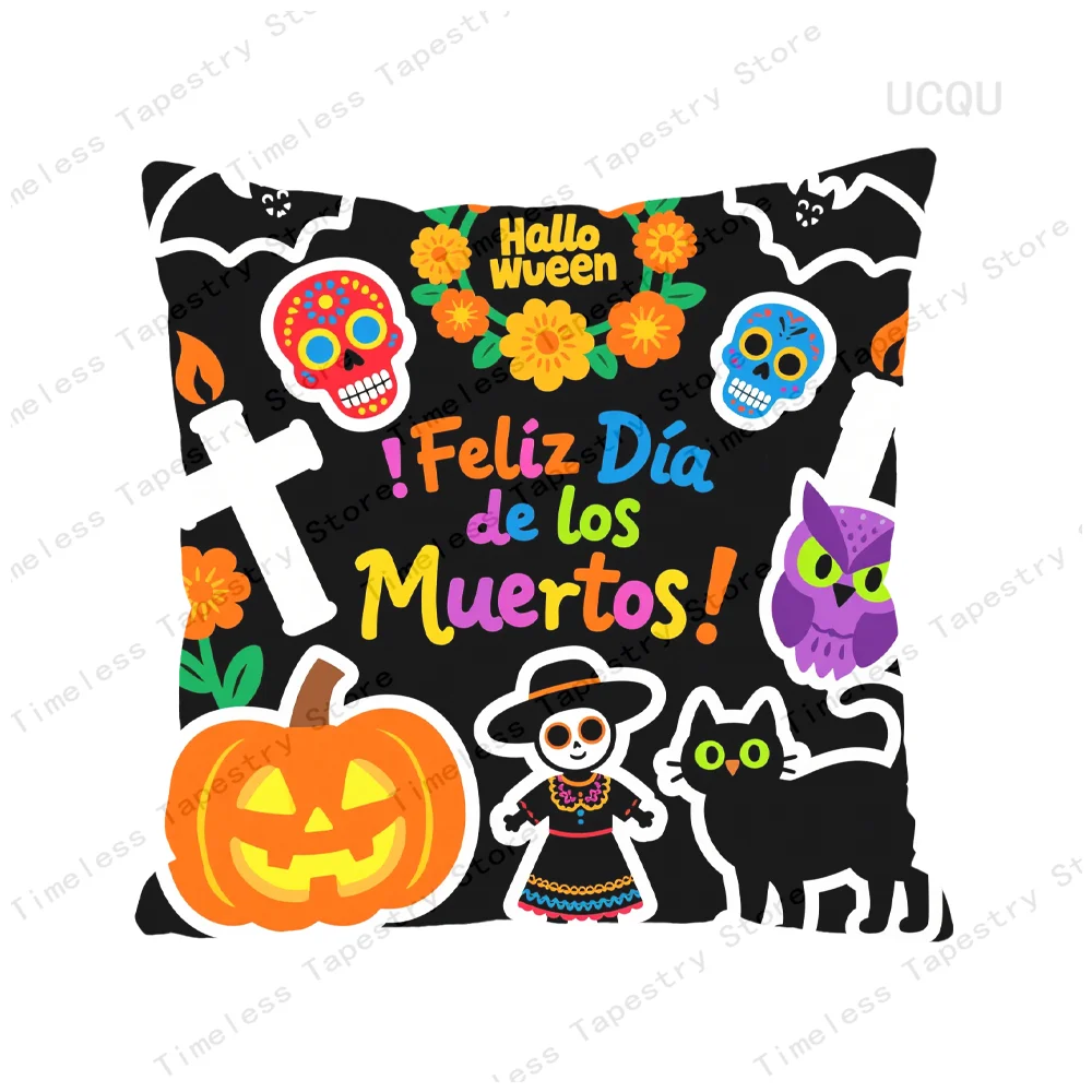 احصل على غطاء وسادة Dia De Los Muertos الممتع مع فن جمجمة السكر المثير لحقيبة وسادة ناعمة ومريحة
