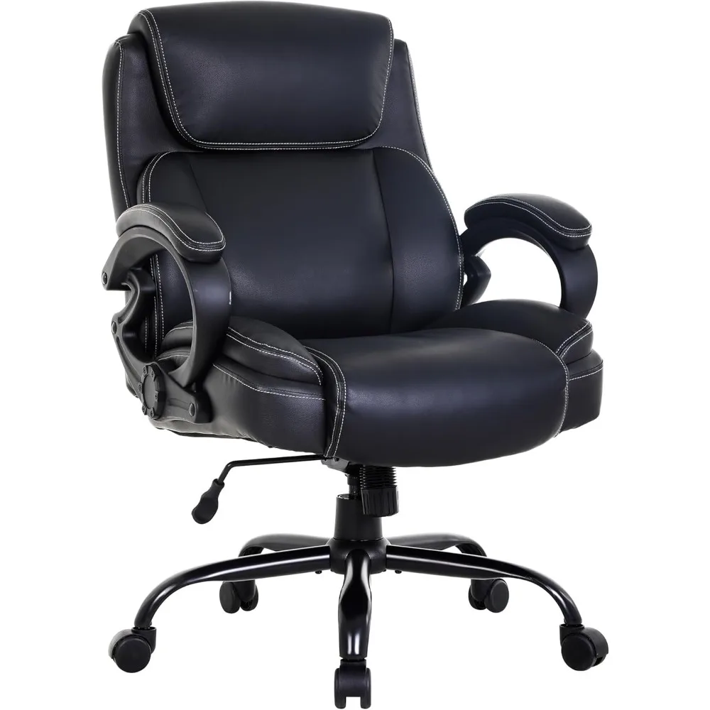 

Big and Tall Office Chair 400lbs Wide Seat Ergonomic Computer Chair with Arms and Lumbar Support Pu Leather High Back Executive