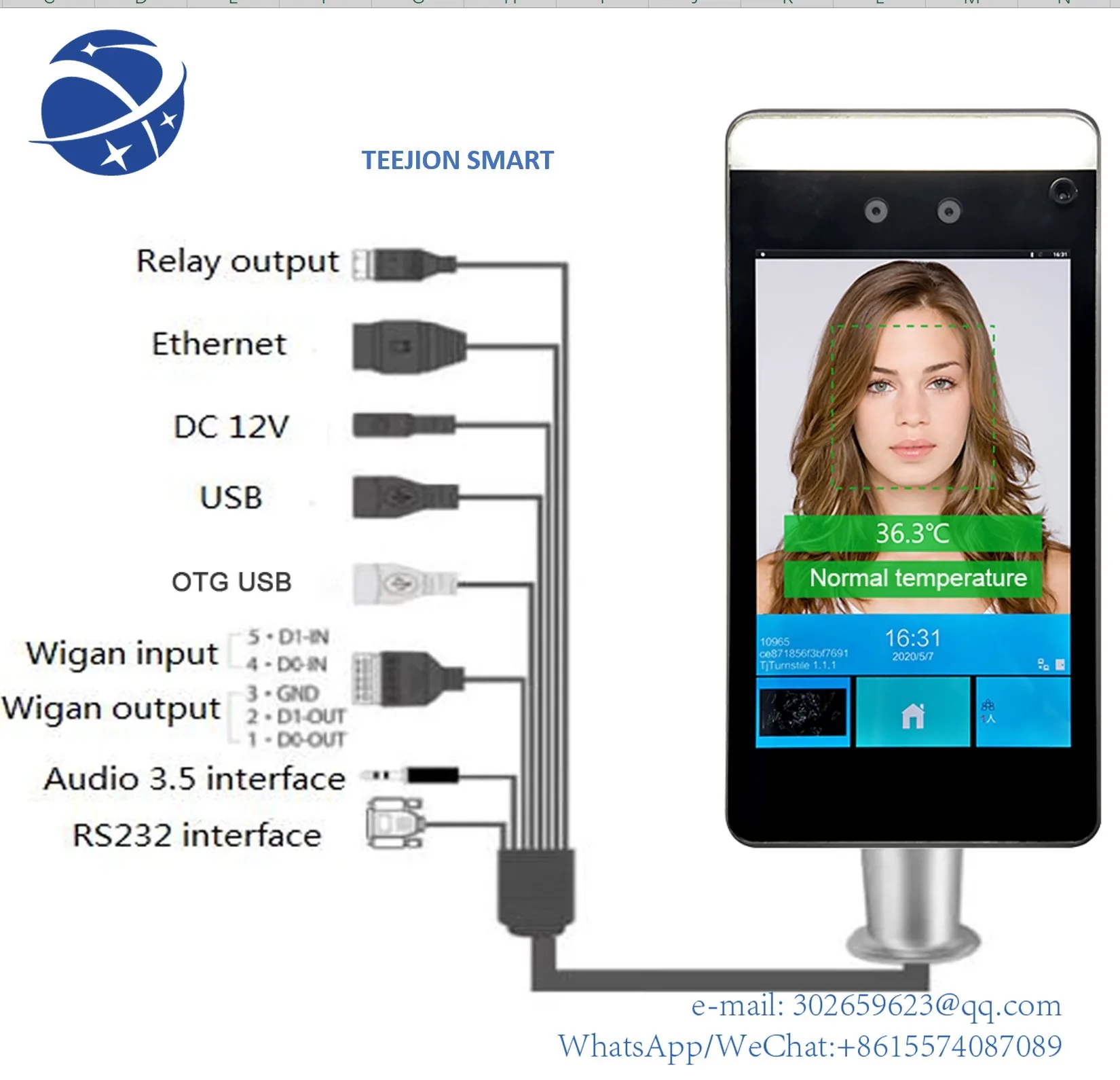 

yyhc TEEJOIN Access Control Face Recognition Fever Detection Imagining Imaging Thermal Infrared camer Scanner Human body