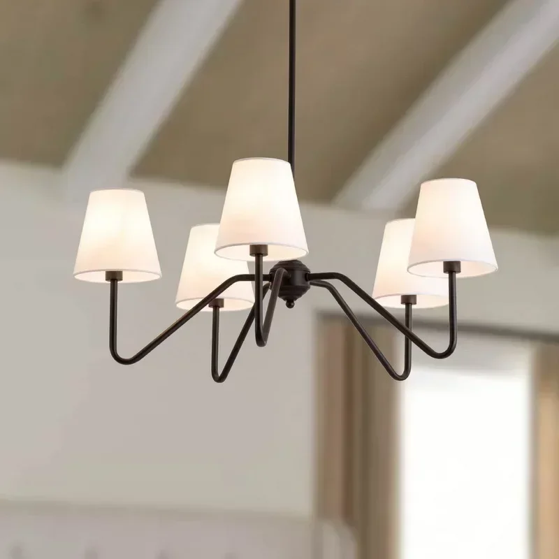 Modern Vintage Rustic Industrial Chandelier Classic Fabric Pendant Light for Dining Living Room Bedroom LED Lamp Home