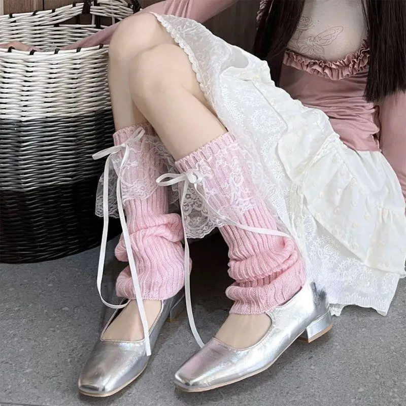 Sweet Japanese Lolita Leg Warmers Women Ankle Warmer For Girls Gothic Long Socks Y2K Thin Knitted Cosplay Heap Heap Socks