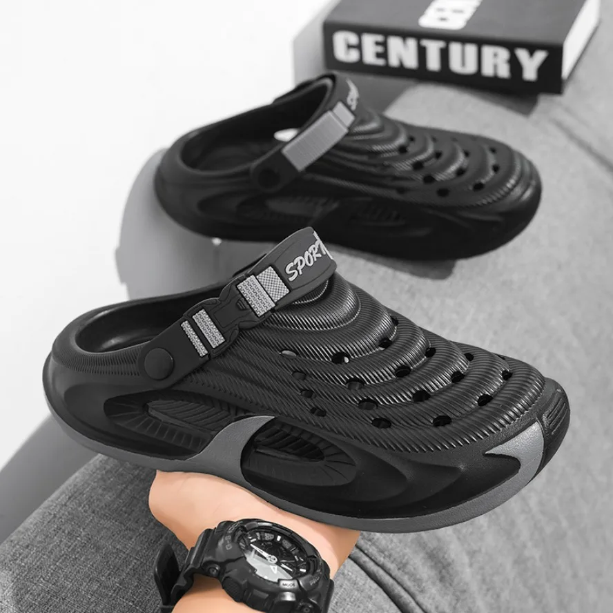 Summer Men's Shower Sandals Thick Flat EVA Slippers Non Slip Wear Resistant Footwear For Beach Pool Outdoor Daily Walking