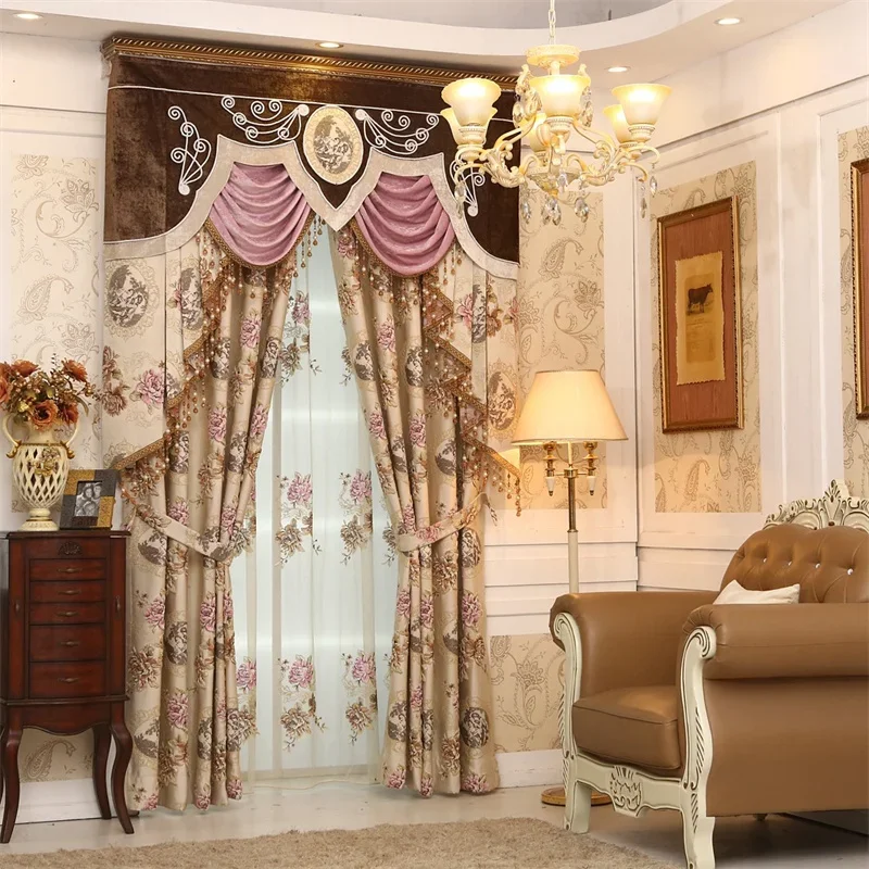 

New High-end High-precision Jacquard European-style Blackout Window Curtains for Living Dining Room Bedroom Villa Study Home