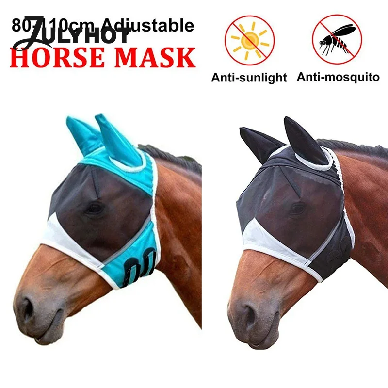 Fine Mesh Horse Equine Fly Mask With Ears 60% UV Protection Soft Mesh Horse Fly Mask With Ears