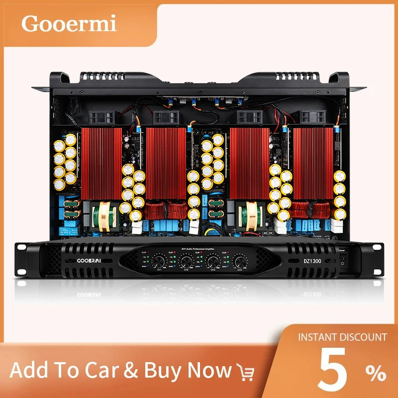 

Gooermi DE2300 1U 4-Channel Digital Amplifier 4x2000W Power Stereo Sound System pro Audio Class D Stage Amplifier