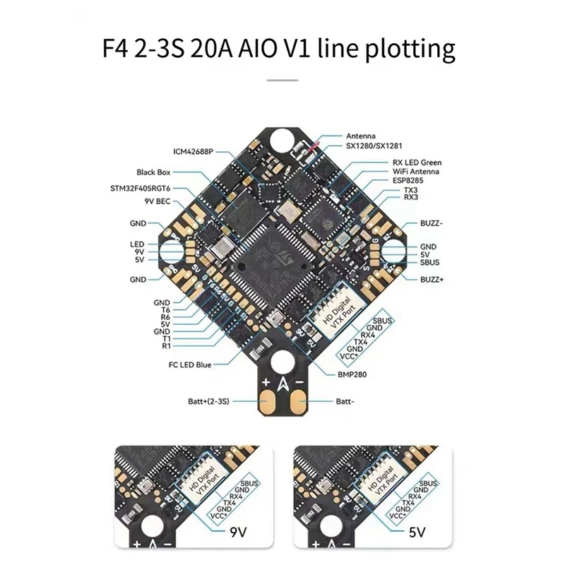 For BETAFPV F4 2-3S 20A AIO FC V1 Module For Pavo Pico Brushless Whoop Quadcopter HX115 SE Toothpick Drones