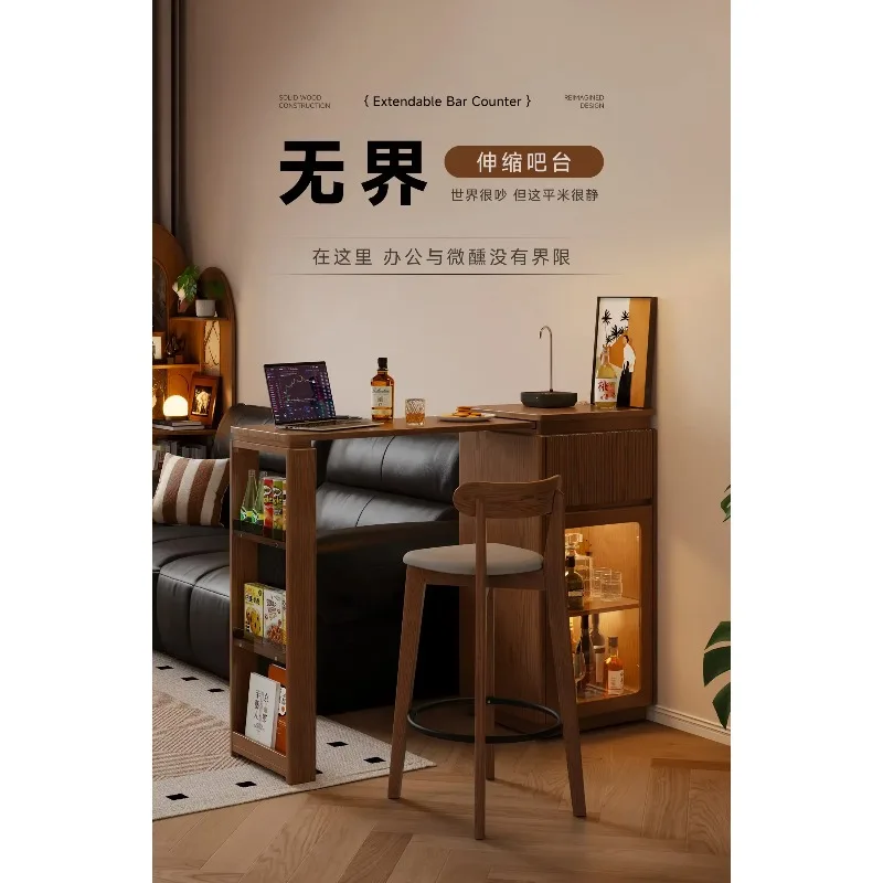Retractable Solid Wood Living Room Balcony Household Partition Dining Side Cabinet Small Apartment Leisure Narrow Tablex8
