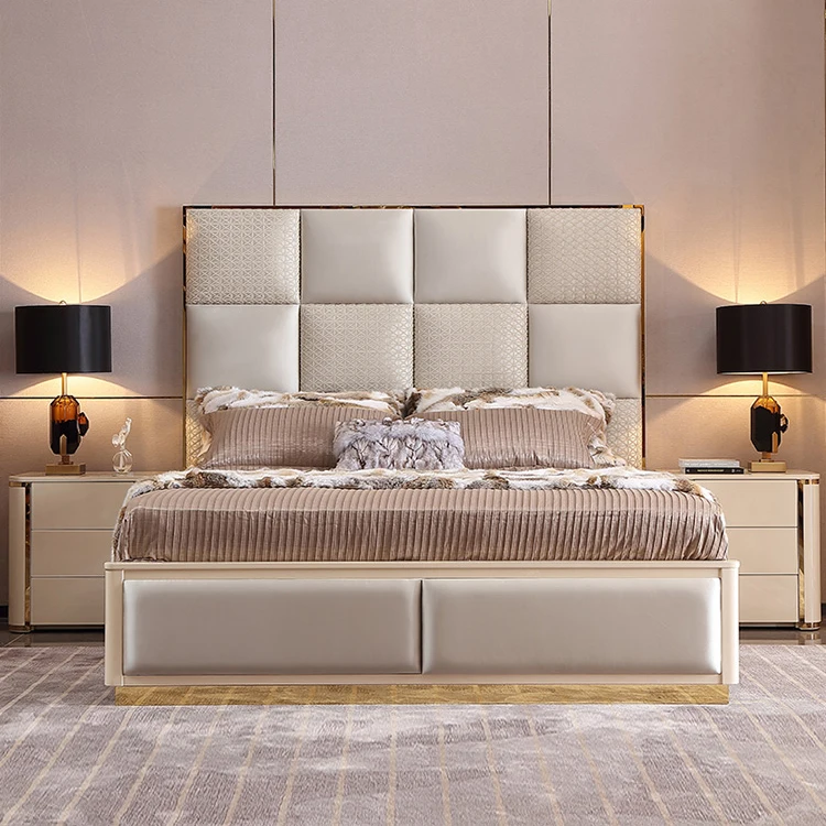 Modern Leather Bed Luxury Furniture Set King Size Bed Bedroom Sets