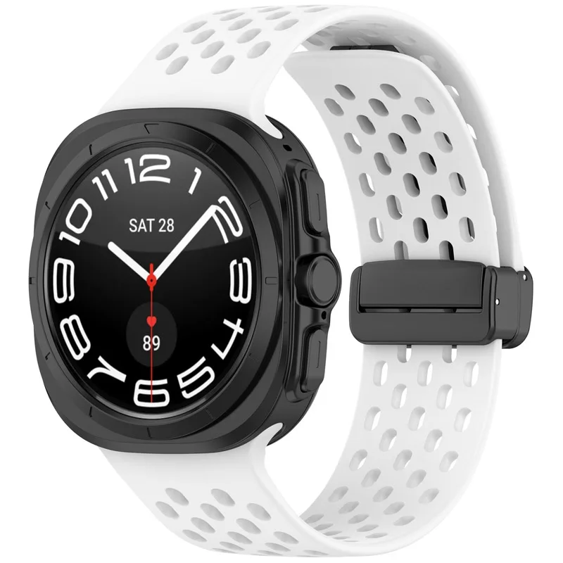 Silicone Watchband Strap For Samsung Galaxy Watch Ultra 47mm Sport Wrist Magnetic D Buckle Replacement Band Bracelet