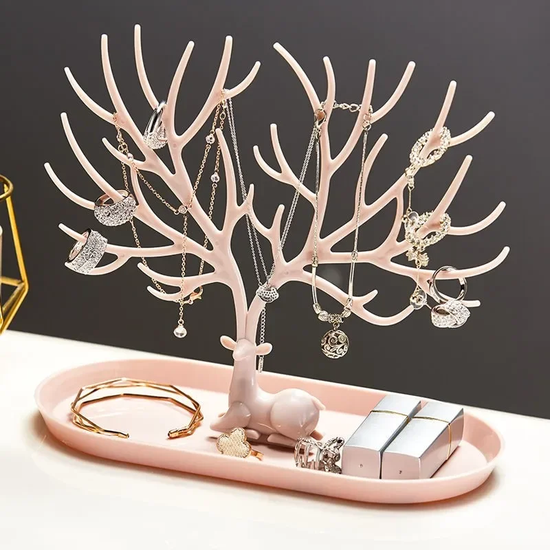 Estante de joyería de ciervo, pendientes, collar, anillo, colgante, pulsera, soporte de exhibición de joyería, bandeja de almacenamiento de árbol,