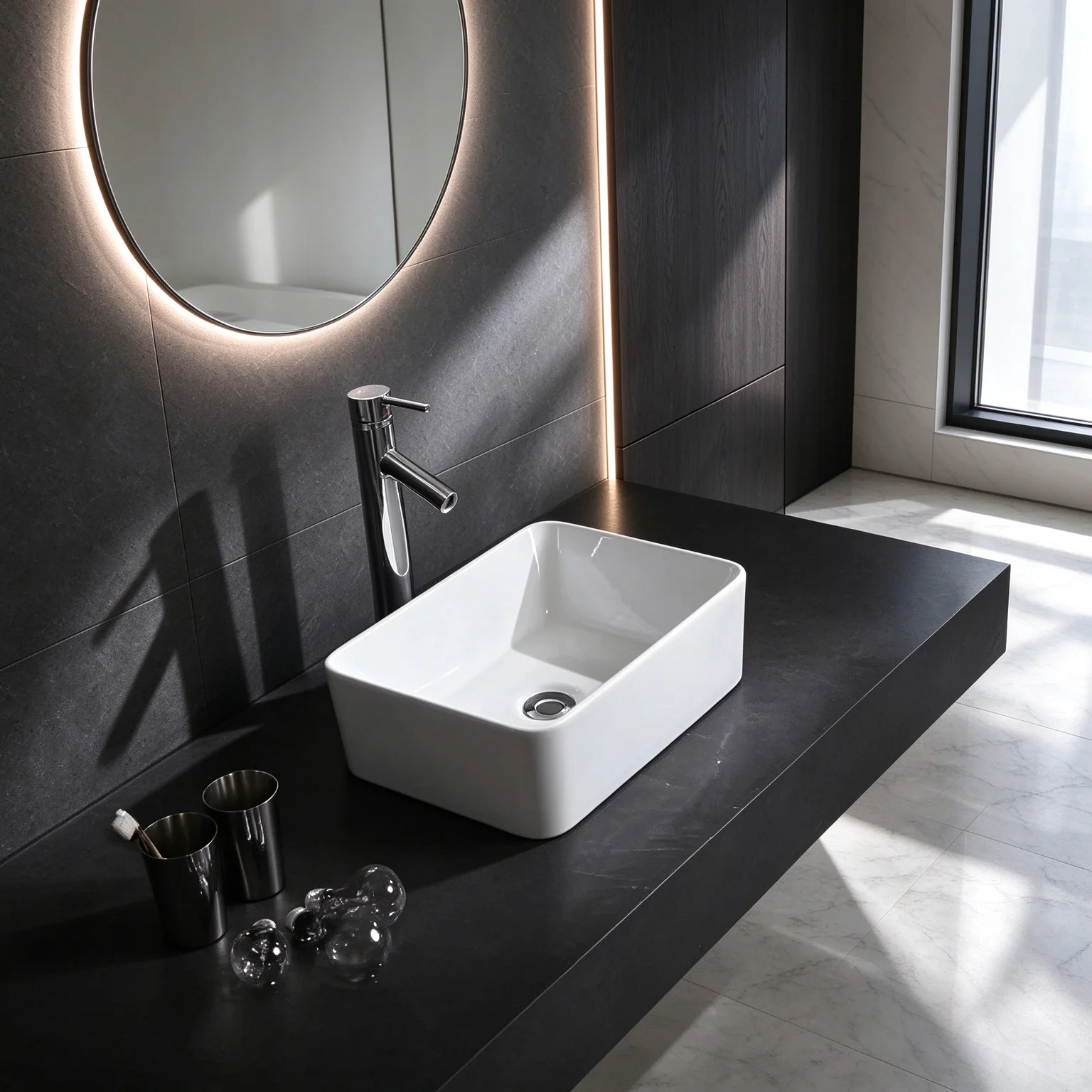 Indoor Outdoor White Ceramic Rectangular Sink Mall Bathroom Vanity Art Basin Above Counter