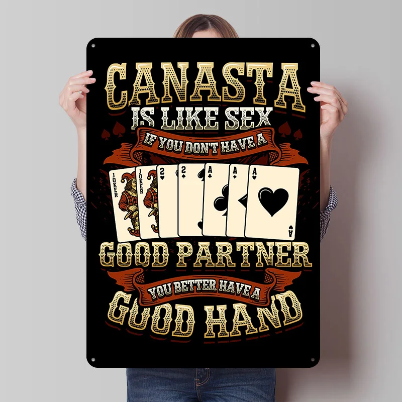 Canasta Card Game Funny Canasta Quote Poster Customized Vintage Metal Signs Wall Art Retro Tin Plaque for Home Decor Items House