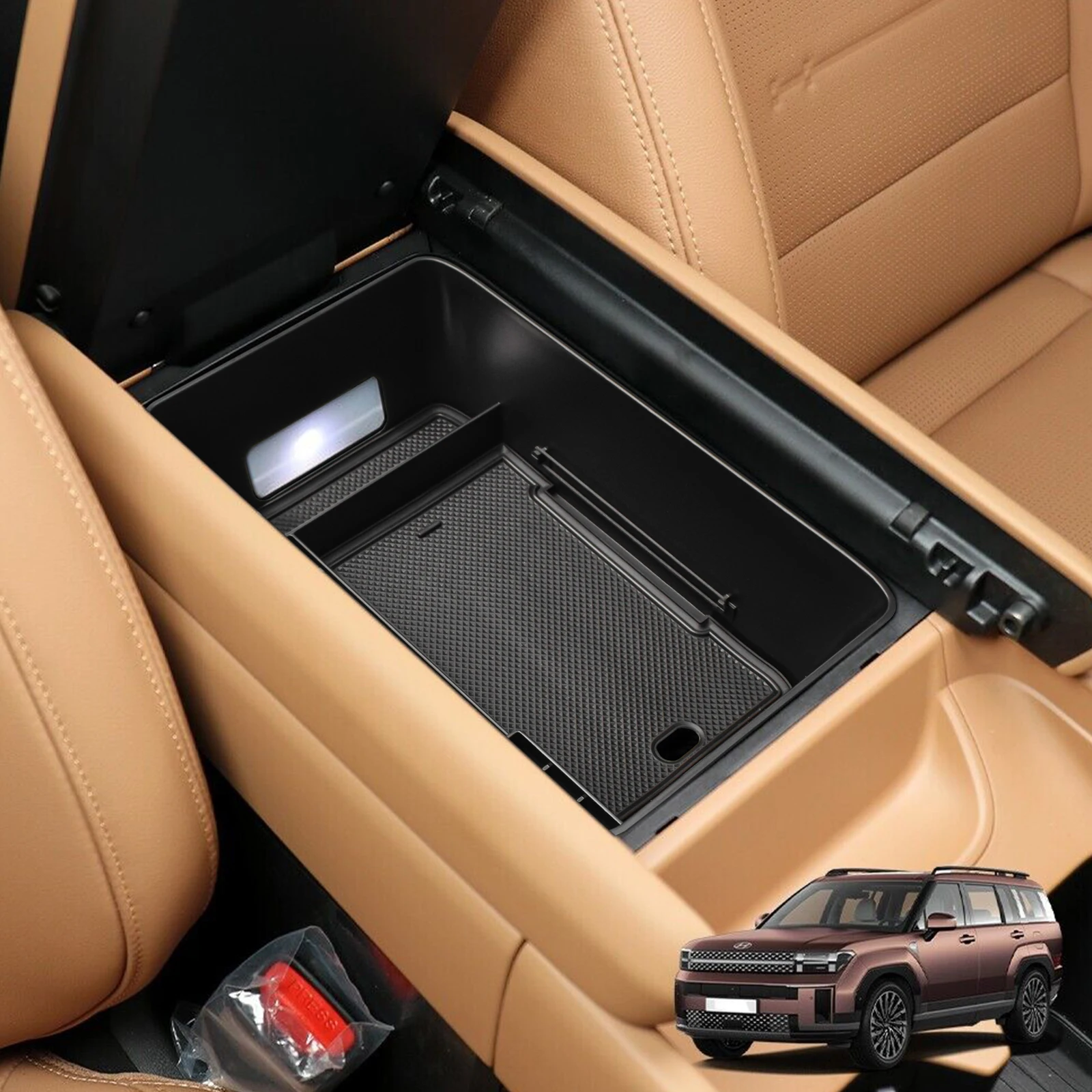 

Center Console Storage Box For 2024 New Hyundai Santa Fe Armrest Car Center Console Organizer Tray Accessories Secondary Car Box