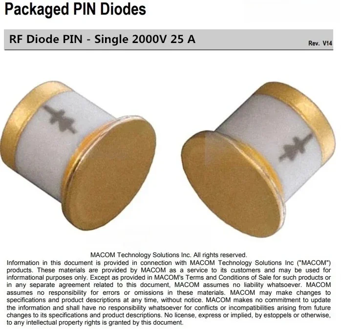 2000 SMD PIN High Frequency Diode MACOM RF Microwave, Switch Chip 2000V