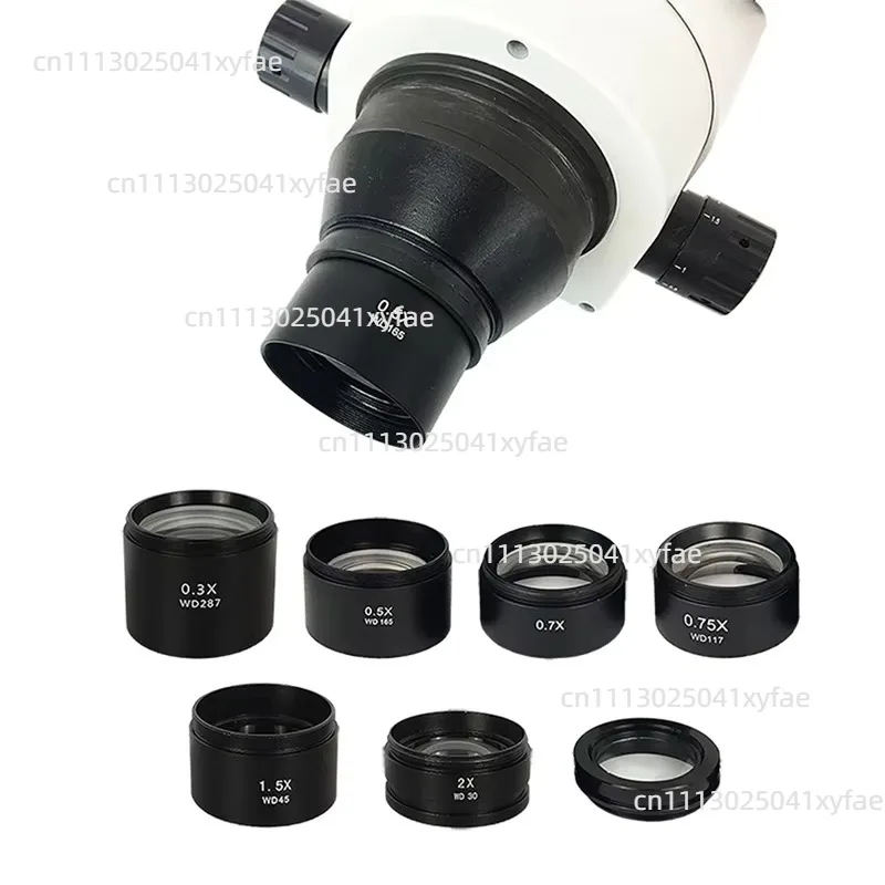 0.3X 0.5X 0.7X 0.75X 1X 1.5X 2X Barlow Lens, Auxiliary Objective Lens Attachment for 48mm Zoom Stereo Microscope