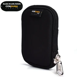 Nylon Key Holder Case Zippered Key Organizer Wallet with 6 Hooks for Keys Car Key Wallet Black Mini Card Bag