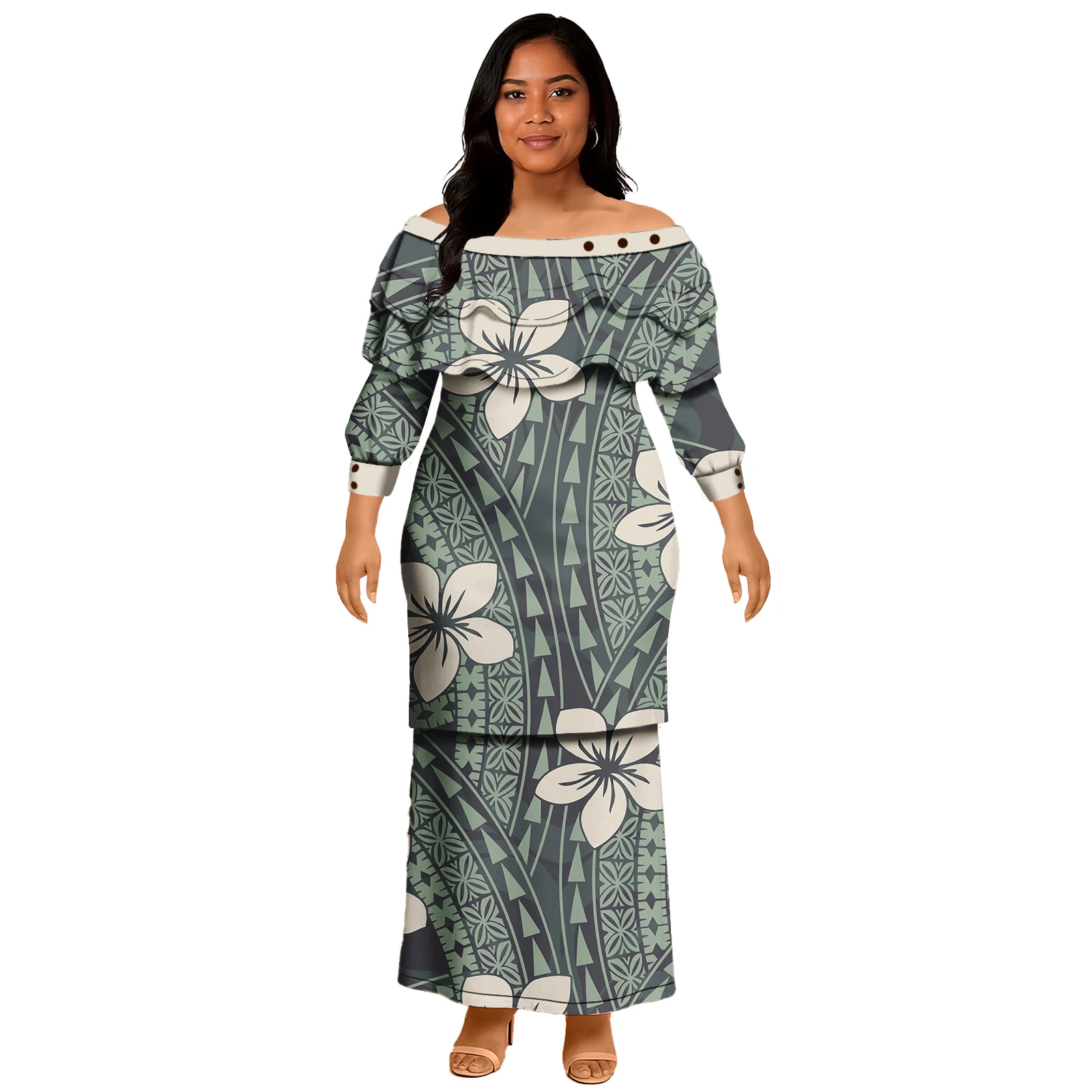 Women's Dress Asia & Pacific Islands Clothing Samoa Puletasi Polynesian Tribal Samoan Elegant Dress Long